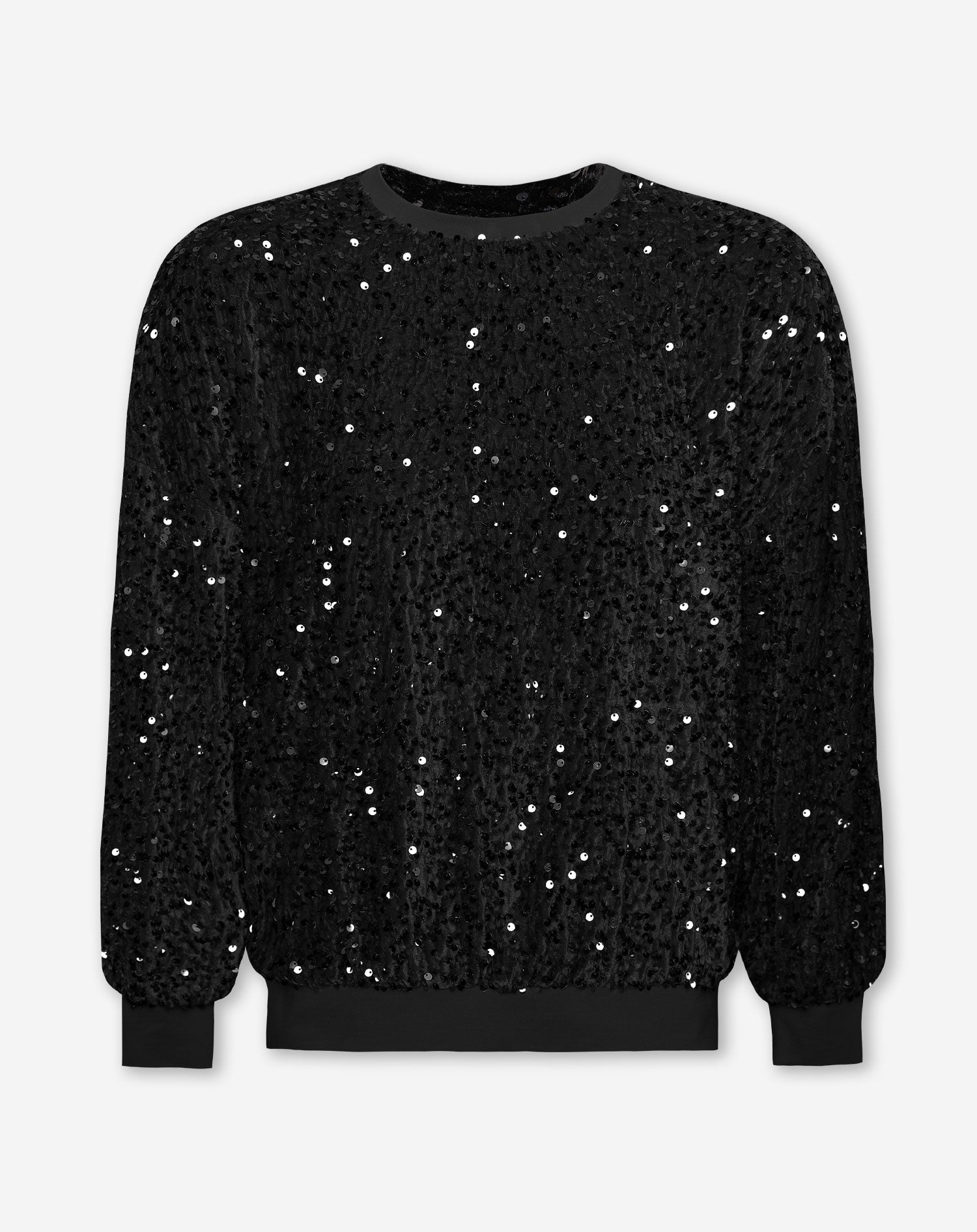 VELVET SEQUINS SWEATER BLACK