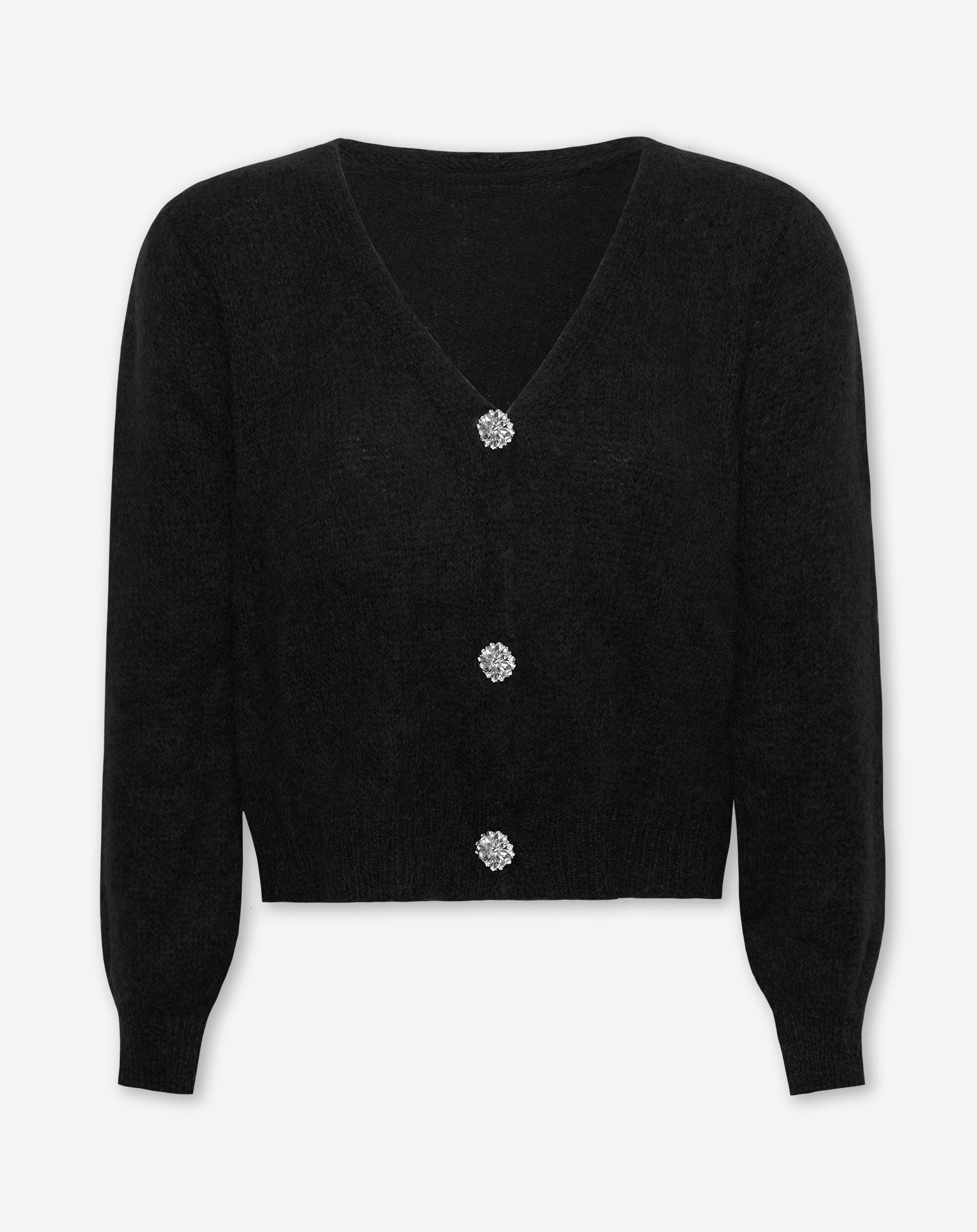 MARIE DIAMOND BUTTON CARDIGAN BLACK