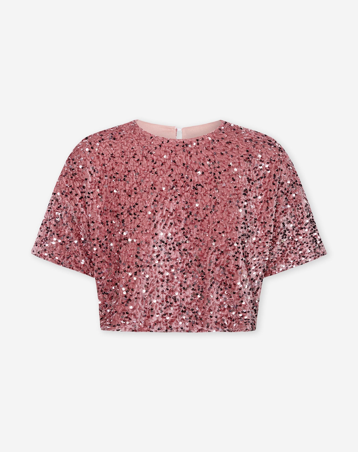 MILLY VELVET SEQUIN TOP PINK