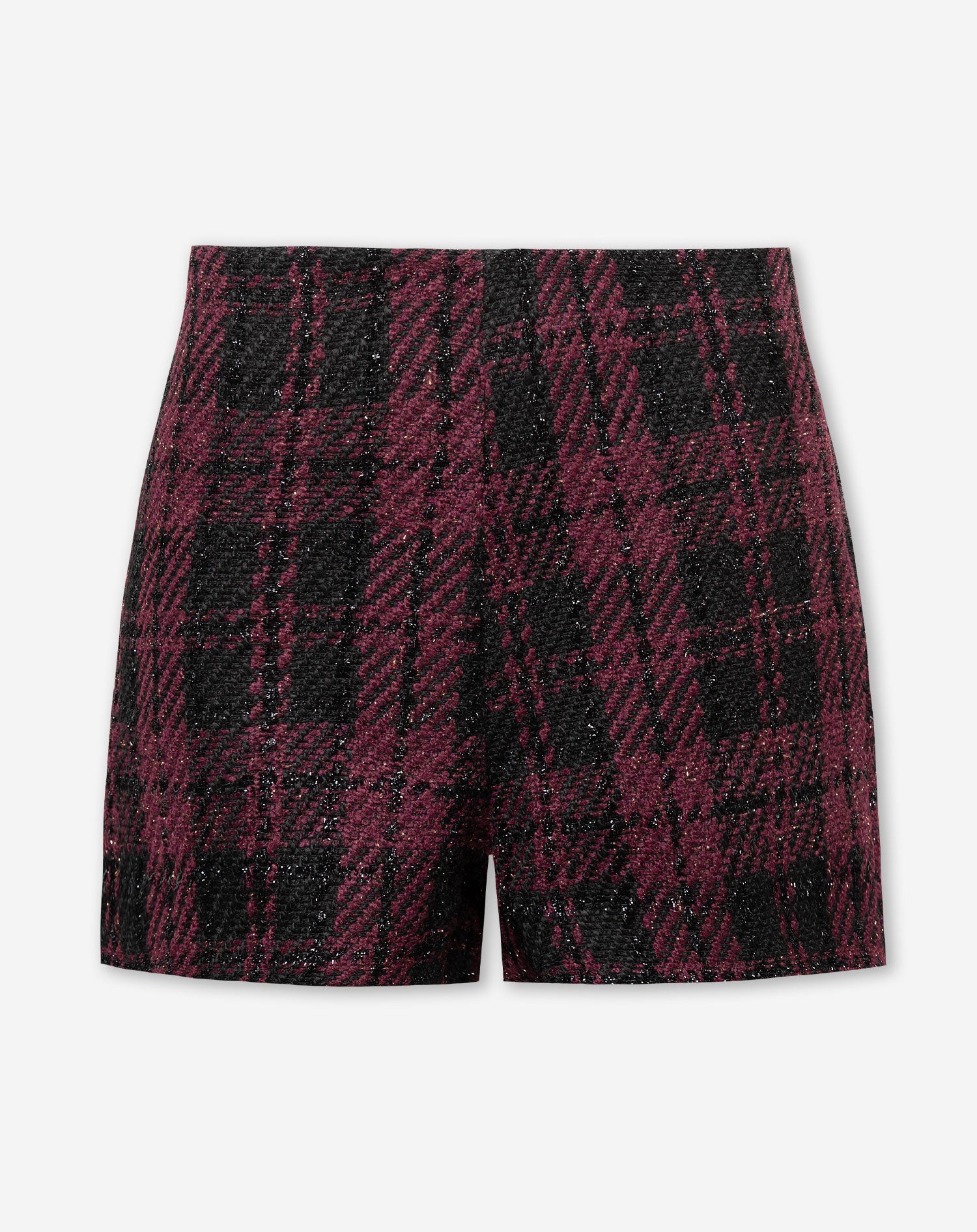 ALEXIS CHECK BOUCLE SHORT BURGUNDY