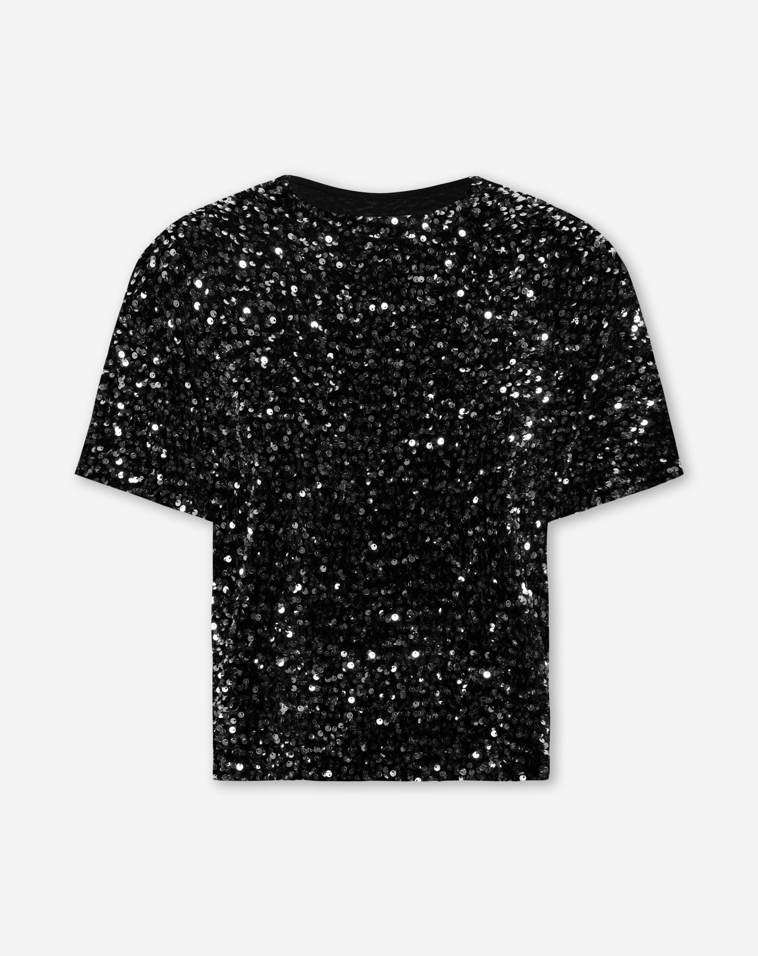 VELVET SEQUIN TEE TOP SILVER