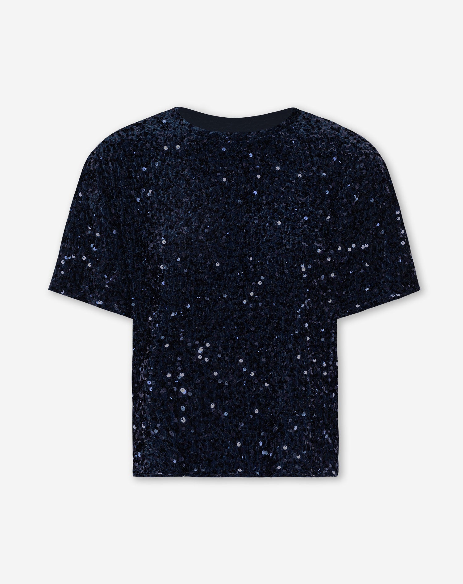 VELVET SEQUIN TEE TOP NAVY