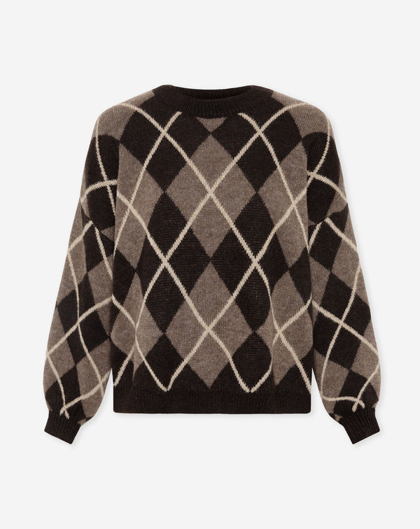 JAYLIN CHECK KNIT BRUIN