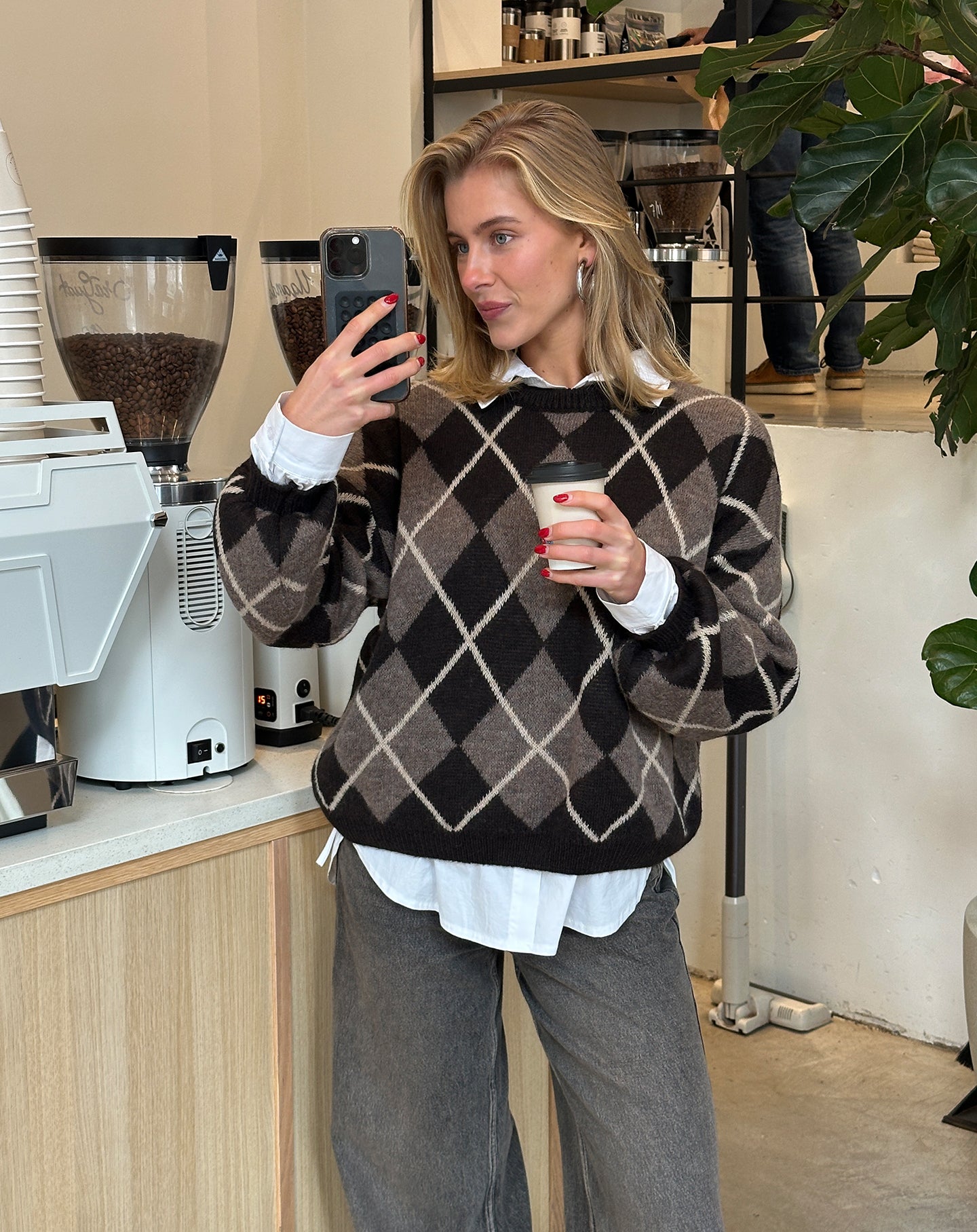 JAYLIN CHECK KNIT BRUIN