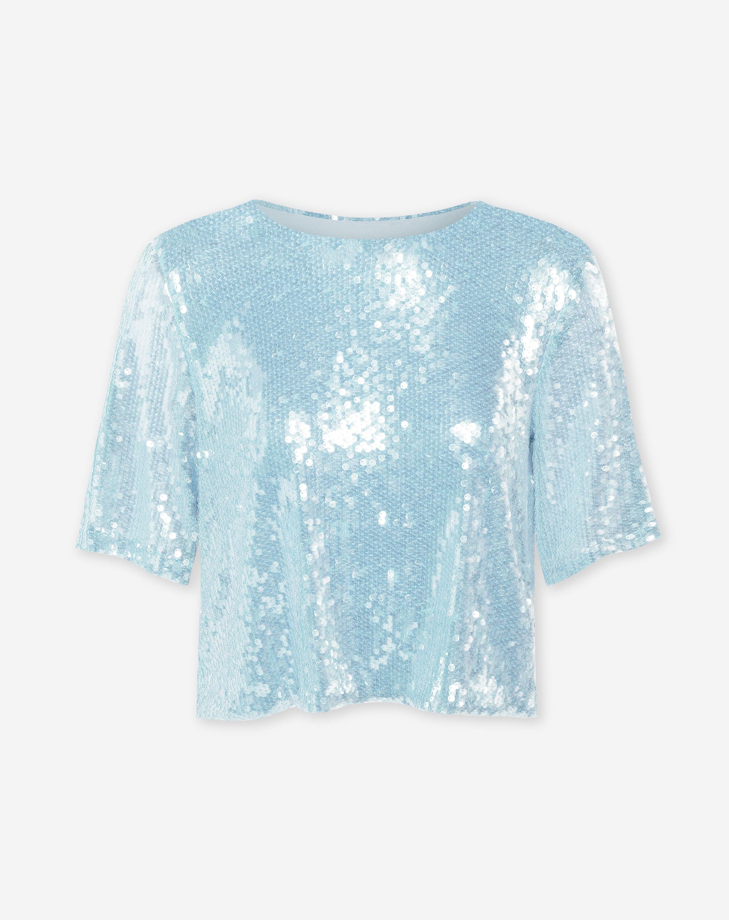 TRANSPARANT SEQUINS TEE TOP BLUE