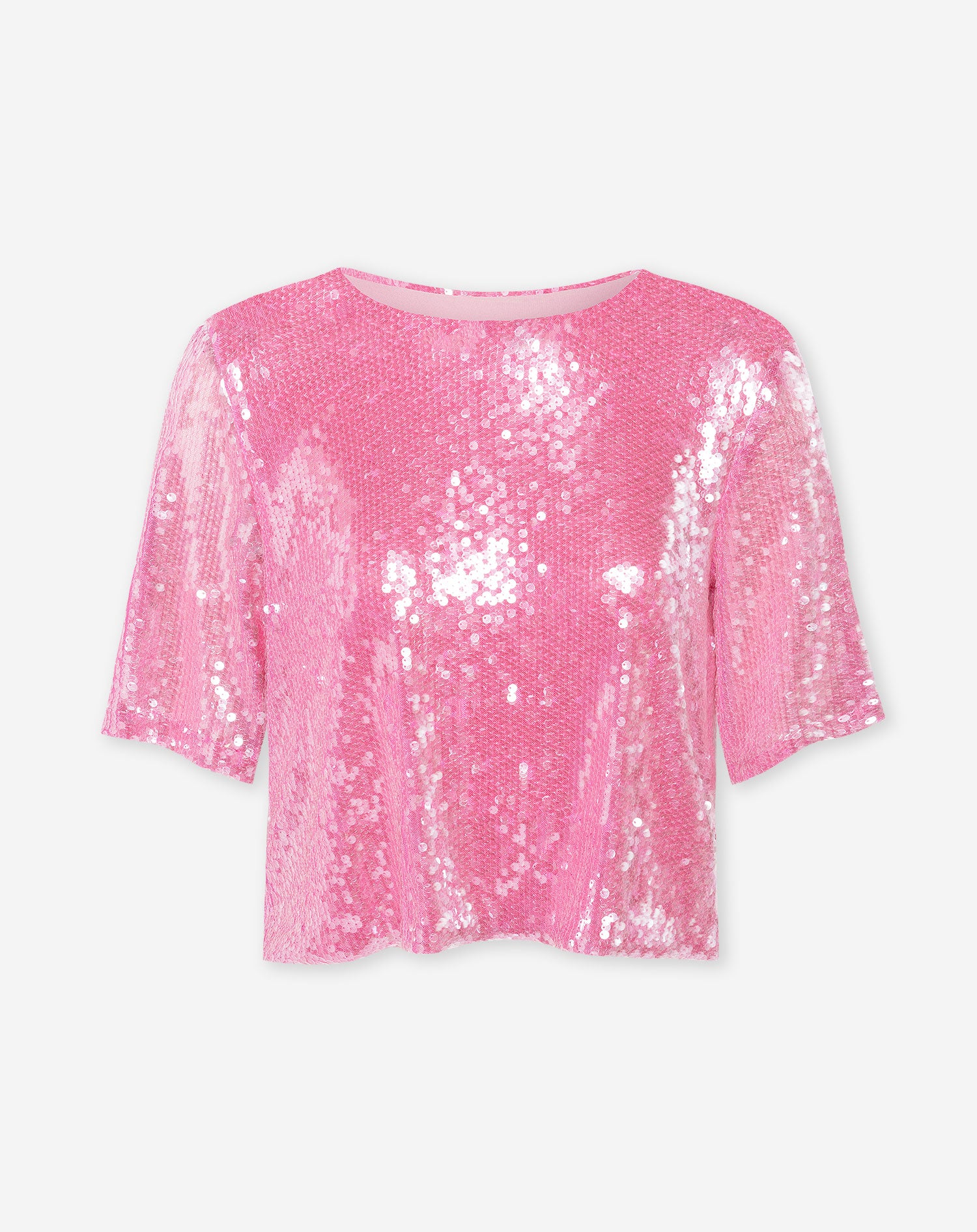 TRANSPARANT SEQUINS TEE TOP PINK