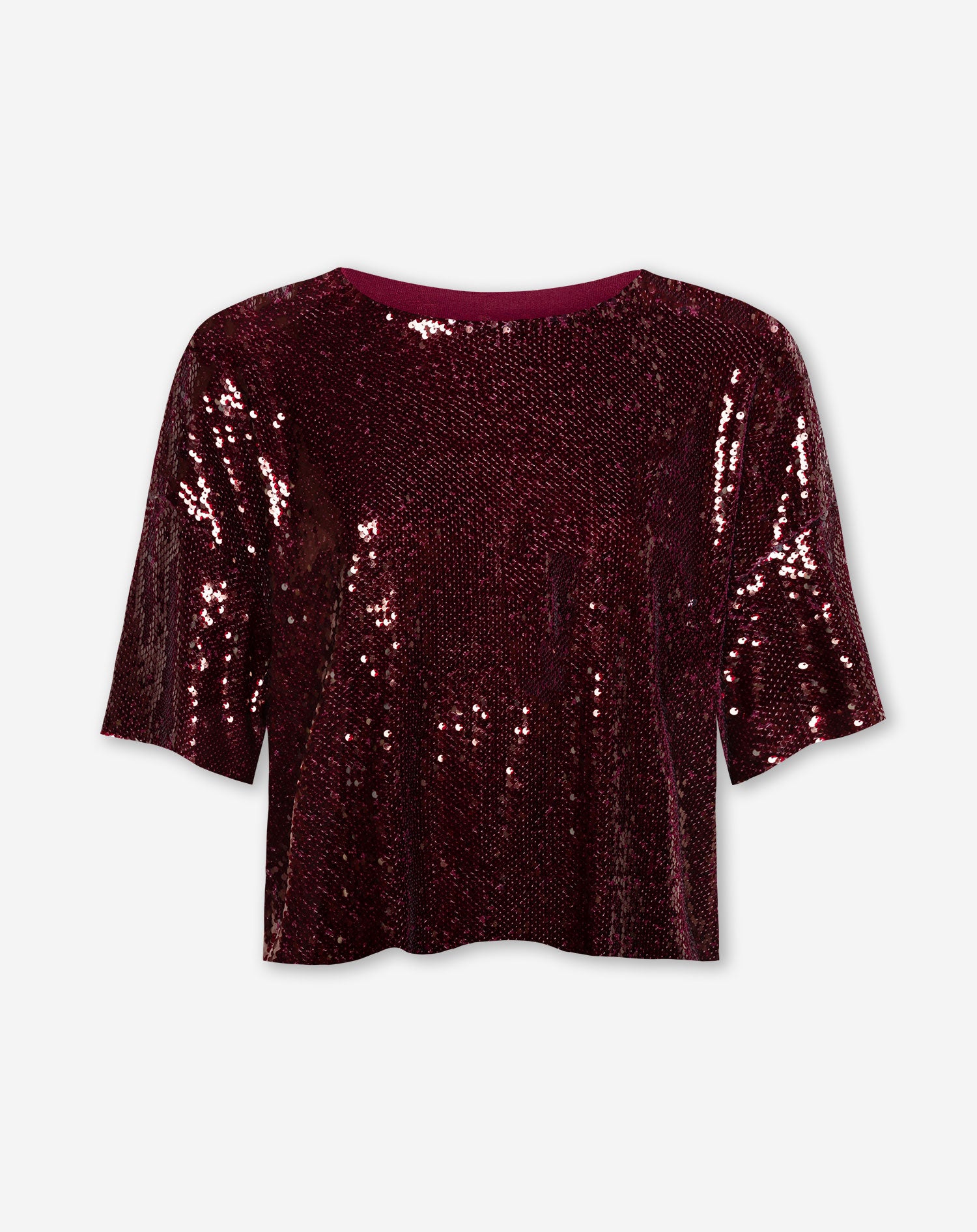 DAHLIA SEQUINS TEE TOP BURGUNDY