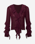 ELEANOR CRINKLE RUFFLE TOP DONKER BURGUNDY