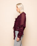 ELEANOR CRINKLE RUFFLE TOP DONKER BURGUNDY