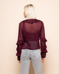 ELEANOR CRINKLE RUFFLE TOP DONKER BURGUNDY
