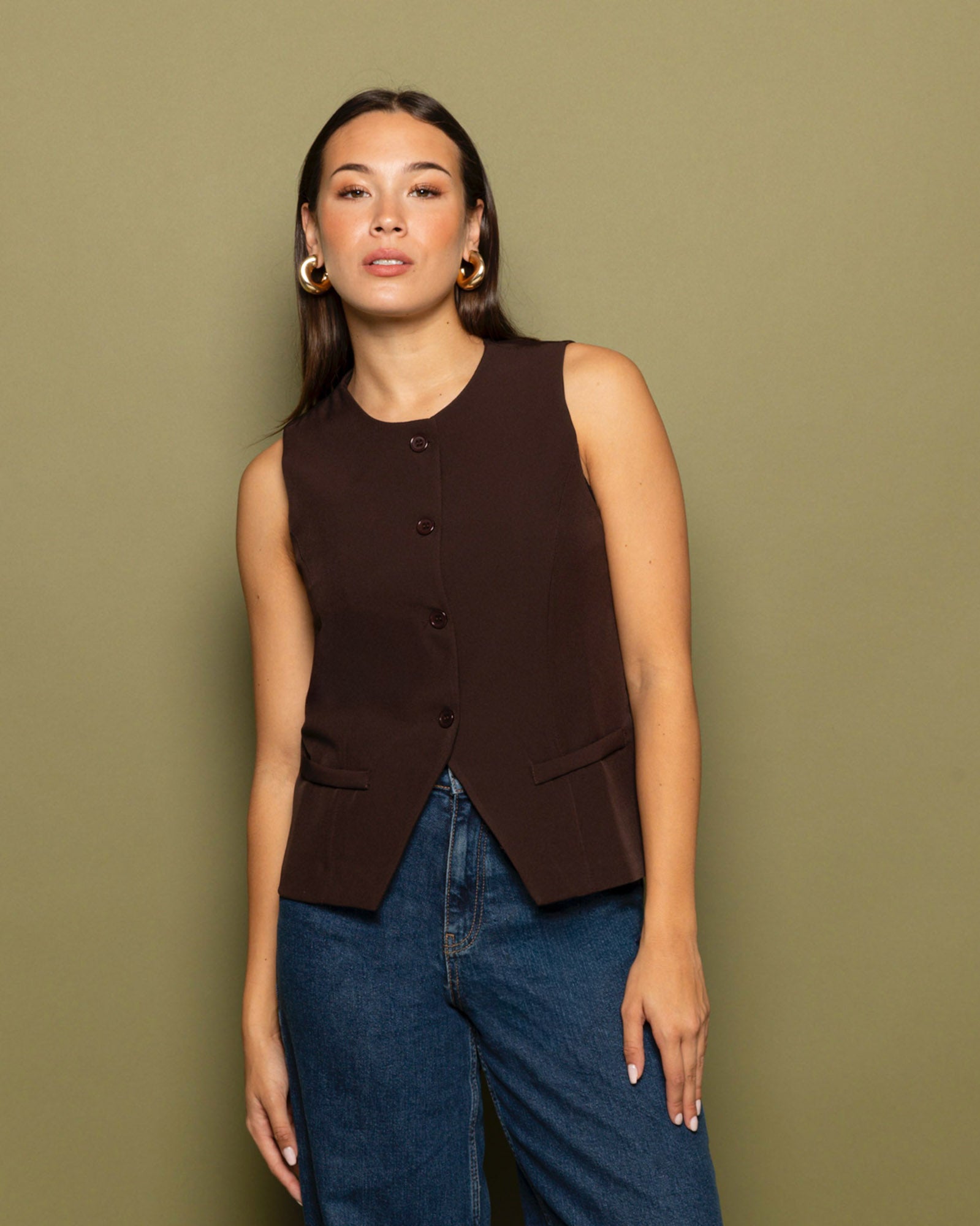 MOLLY GILET DONKERBRUIN