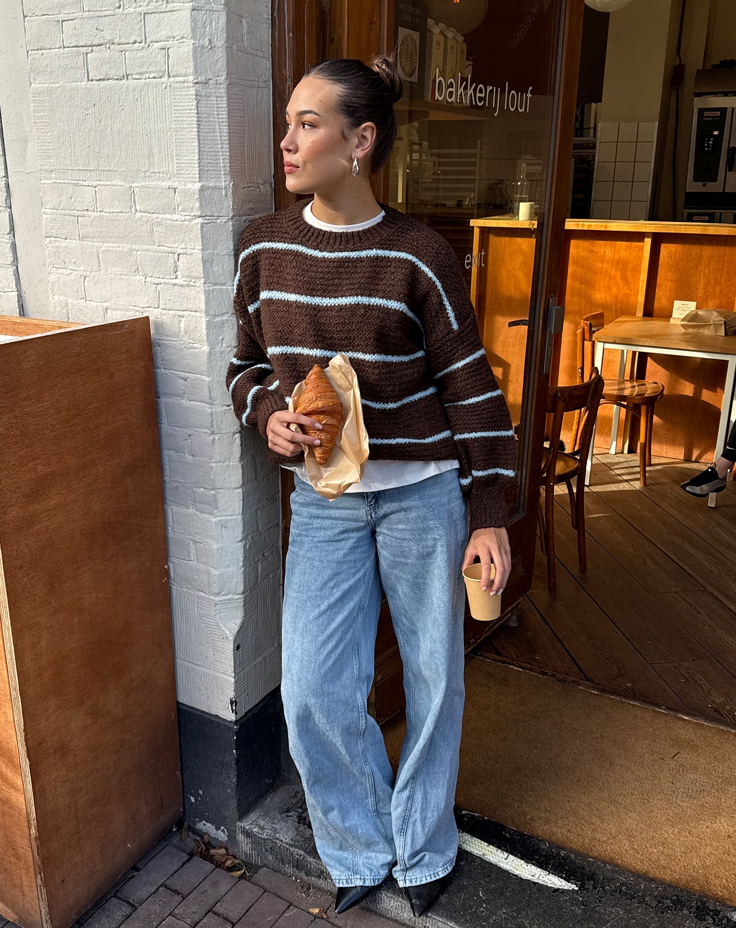 AIMEE SMALL STRIPE KNIT BROWN