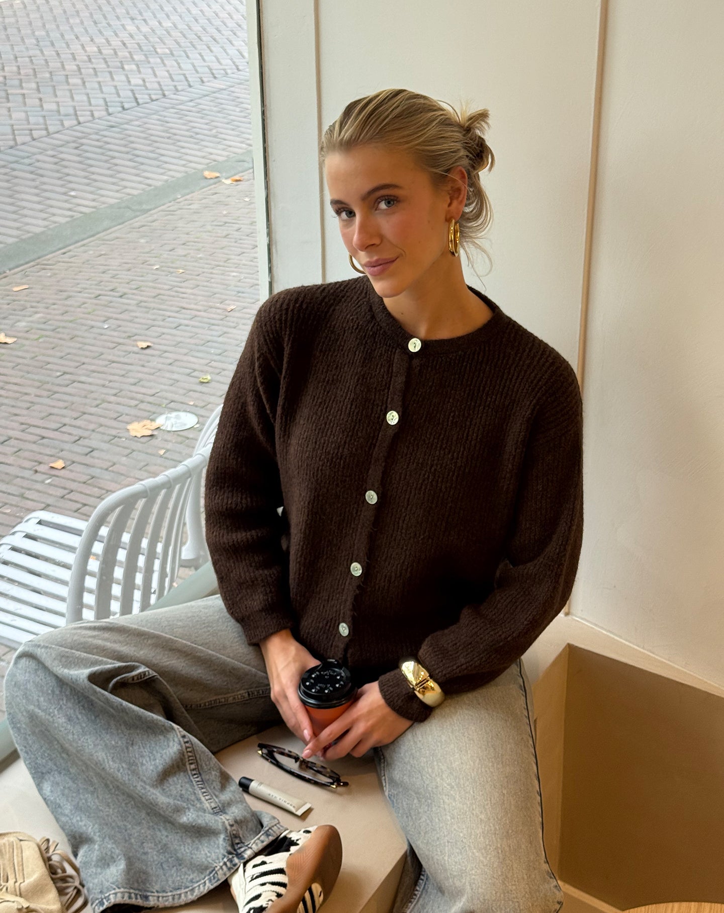 AMARA BOUCLE CARDIGAN BRUIN