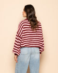 FLUFFY STRIPE KNIT BURGUNDY
