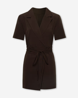 SADIE SHORT SLEEVE BLAZER DRESS BROWN | Most Wanted SADIE SHORT SLEEVE BLAZER DRESS BROWN | Most Wanted