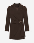 BUCKLE BLAZER DRESS BROWN