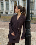 BUCKLE BLAZER DRESS BROWN