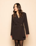BUCKLE BLAZER DRESS BROWN