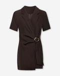 BUCKLE SHORT SLEEVE BLAZER DRESS BRUIN