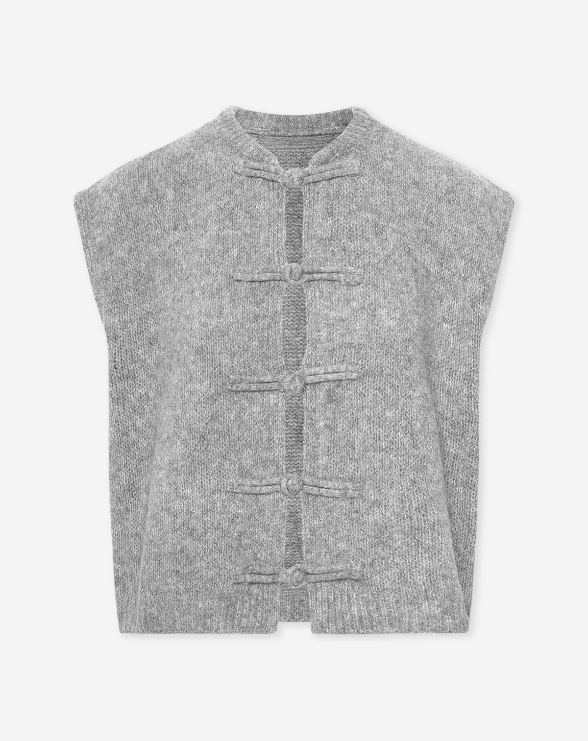 MANDARIN SLEEVELESS CARDIGAN GREY