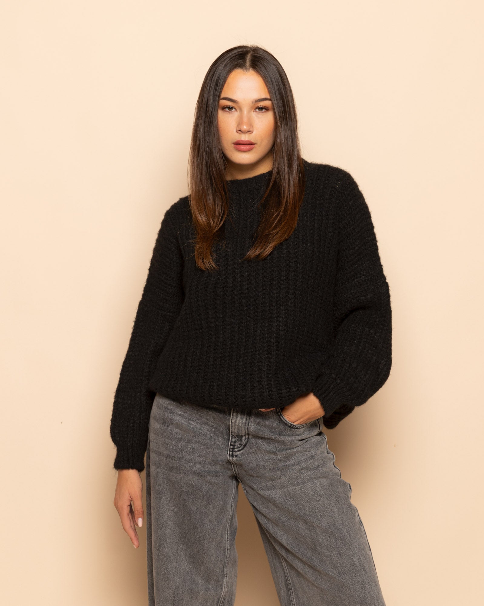 CLEO BOXY KNIT ZWART