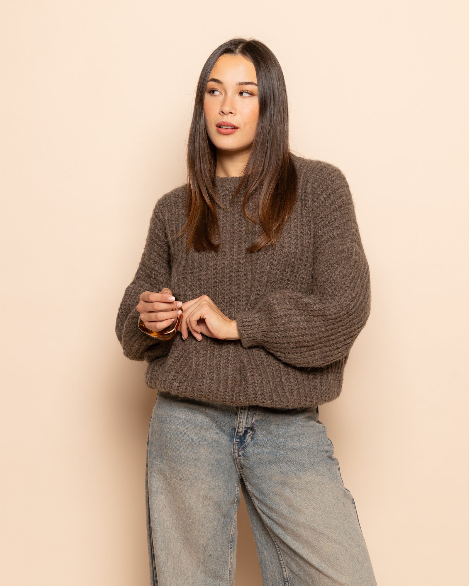 CLEO BOXY KNIT LICHTTAUPE