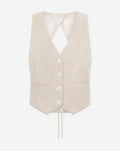 LIZZIE LINEN OPEN BACK GILET BEIGE