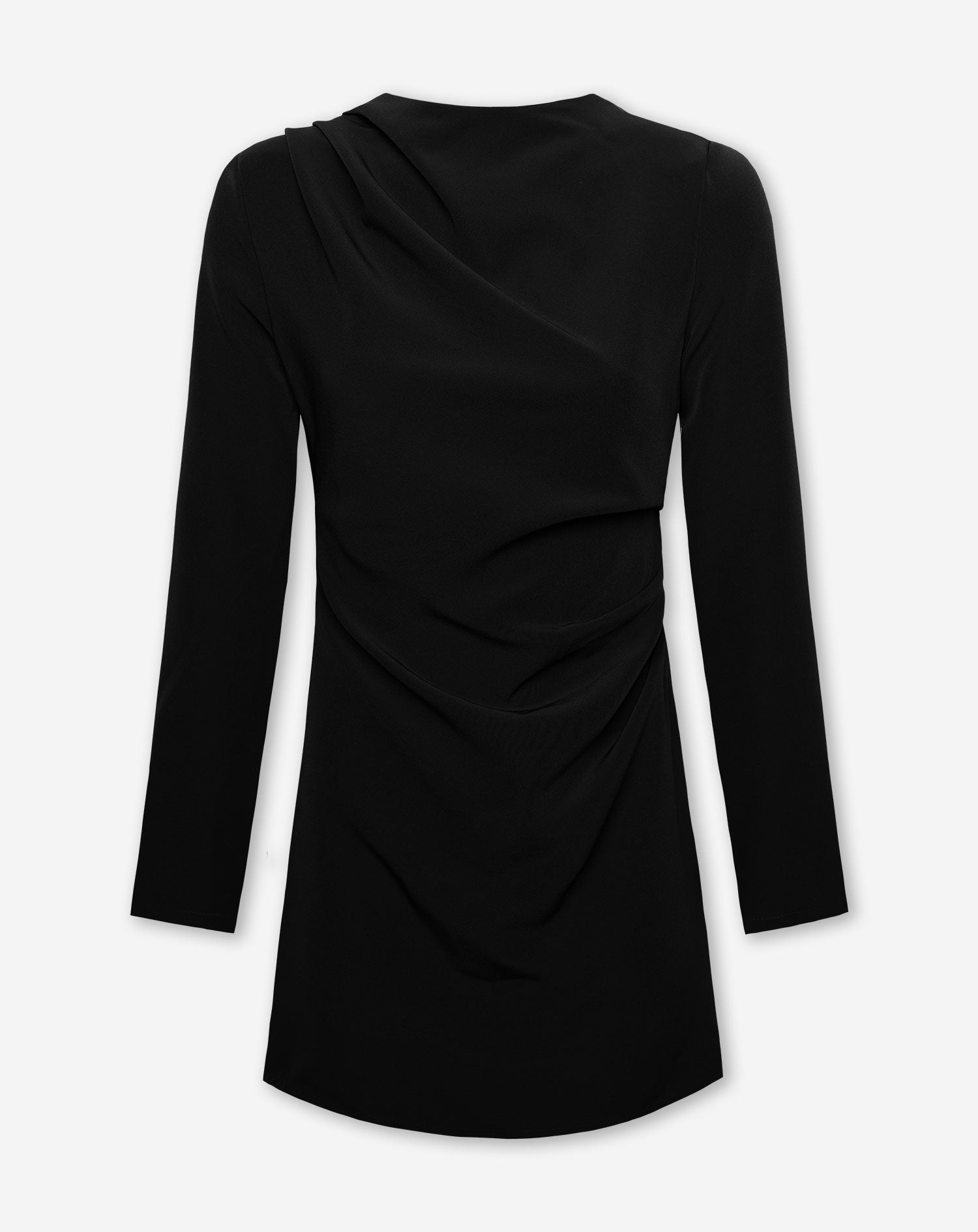 SOFIA RUCHED LONG SLEEVE DRESS ZWART