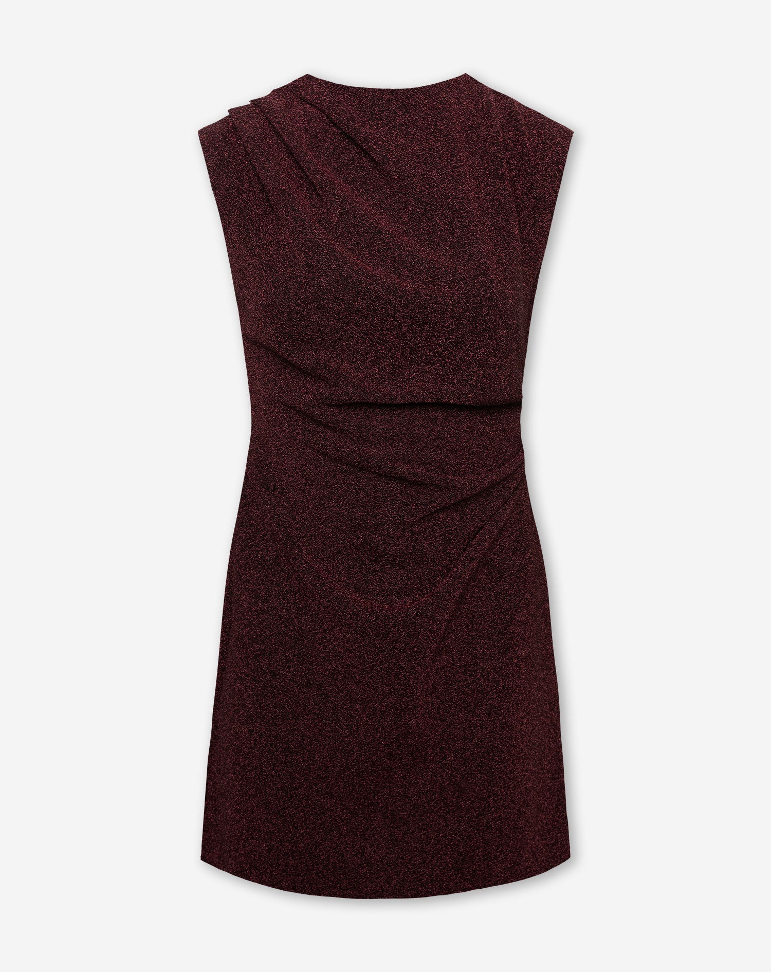 GLITTER RUCHED DRESS BURGUNDY