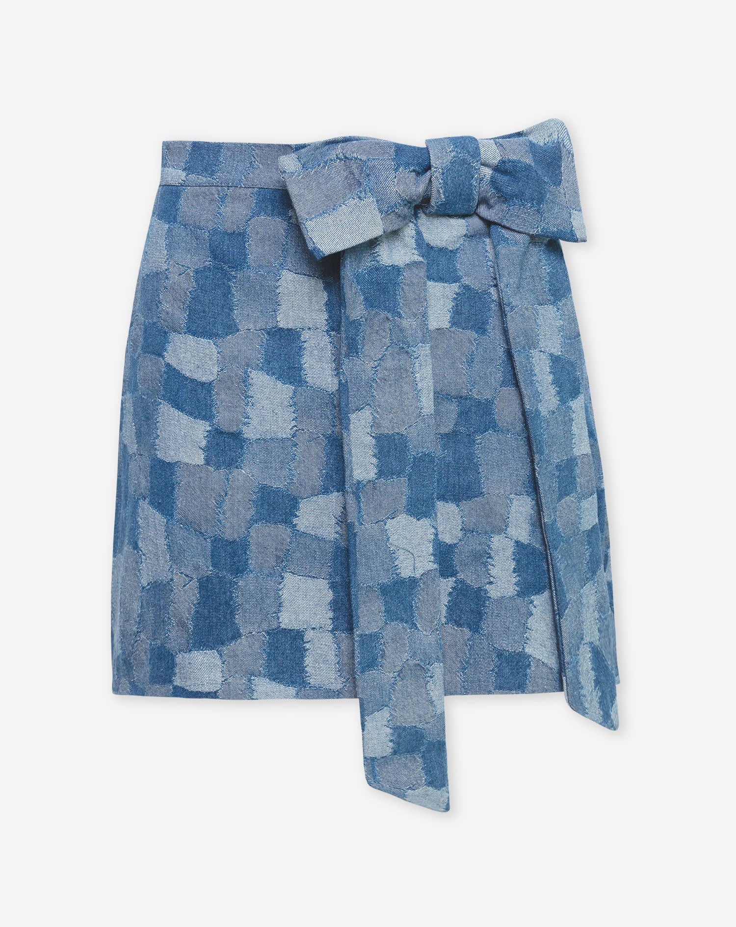 DENIM PATCHWORK SKIRT BLUE