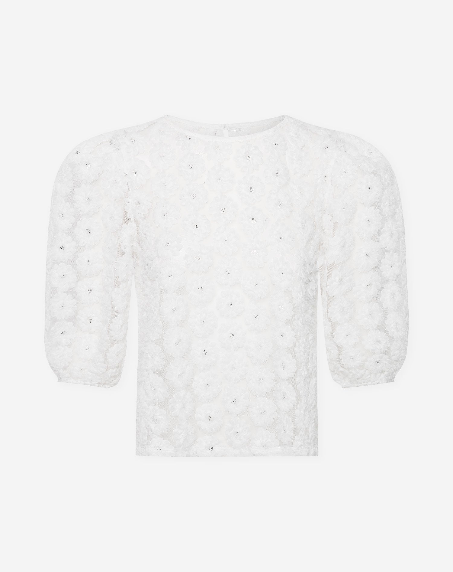 NOVA FLOWER PUFF SLEEVE TOP WHITE