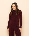 JOANY GLITTER TOP BURGUNDY