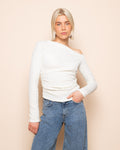 STRUCTURE OFF SHOULDER RUCHED TOP CRÈME