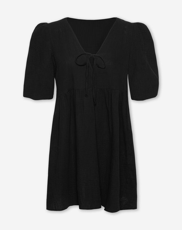 SAMMY MOUSSELINE BOW DRESS ZWART