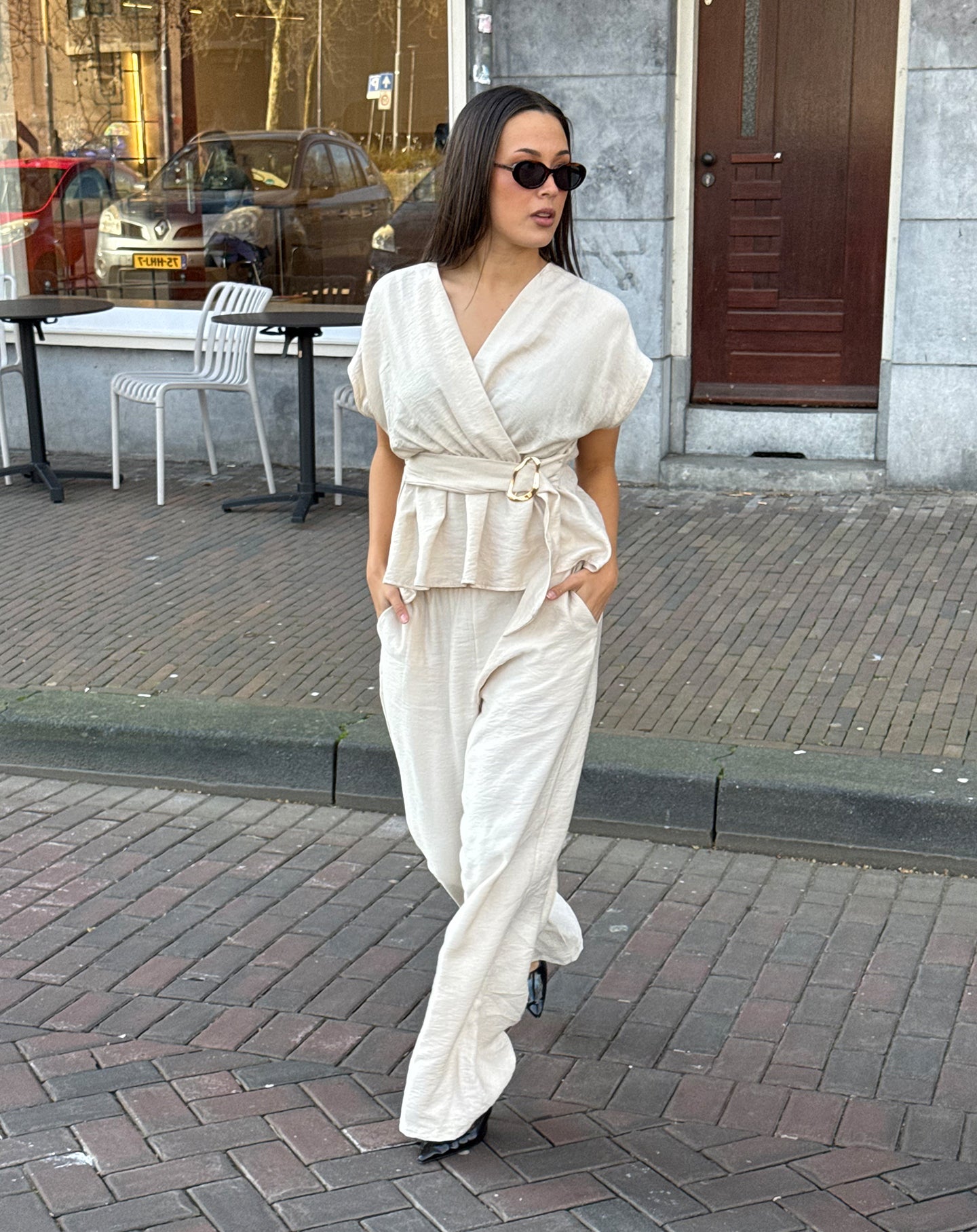 ZAYA VISCOSE STRAIGHT LEG PANTS PETITE BEIGE