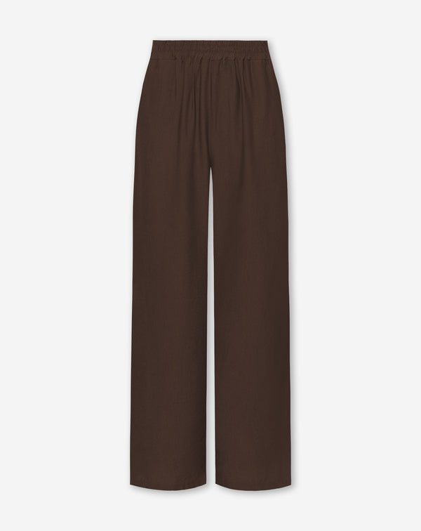 ZAYA VISCOSE STRAIGHT LEG PANTS DARK BROWN