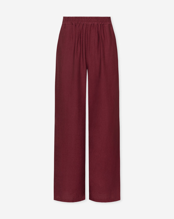 ZAYA VISCOSE STRAIGHT LEG PANTS BURGUNDY