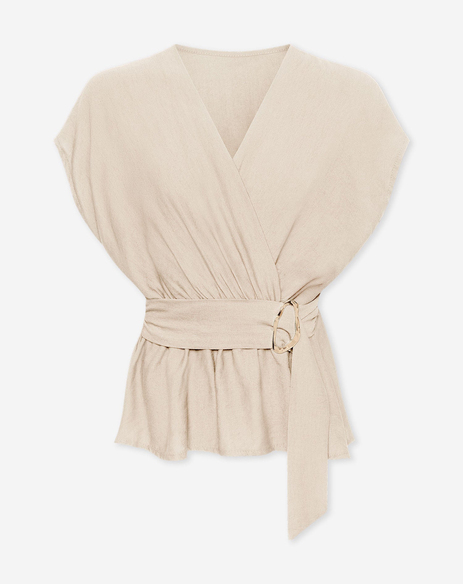 ZAYA VISCOSE BUCKLE TOP BEIGE