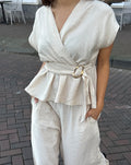 ZAYA VISCOSE BUCKLE TOP BEIGE