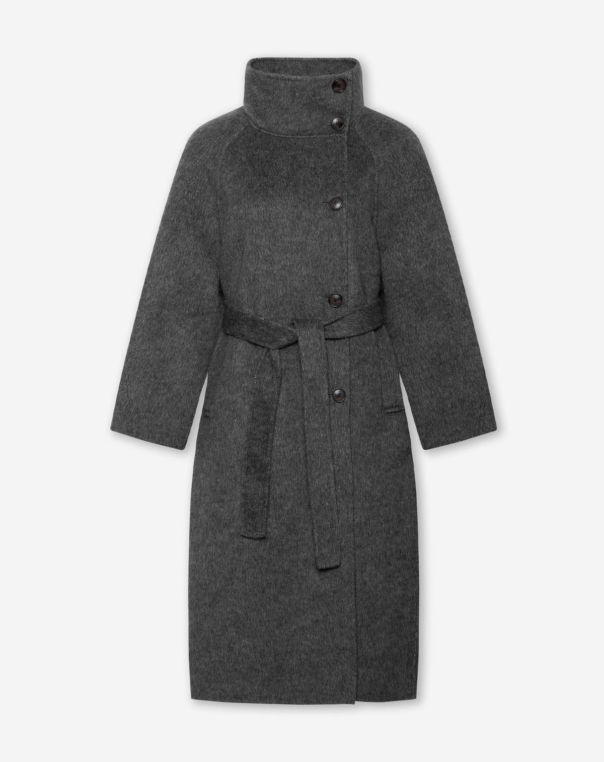 RODIN FUNNEL NECK WOOLEN COAT GREY