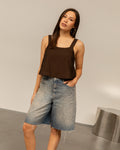 ZAYA VISCOSE TOP DONKERBRUIN
