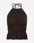 MOUSSELINE HALTER TOP DARK BROWN
