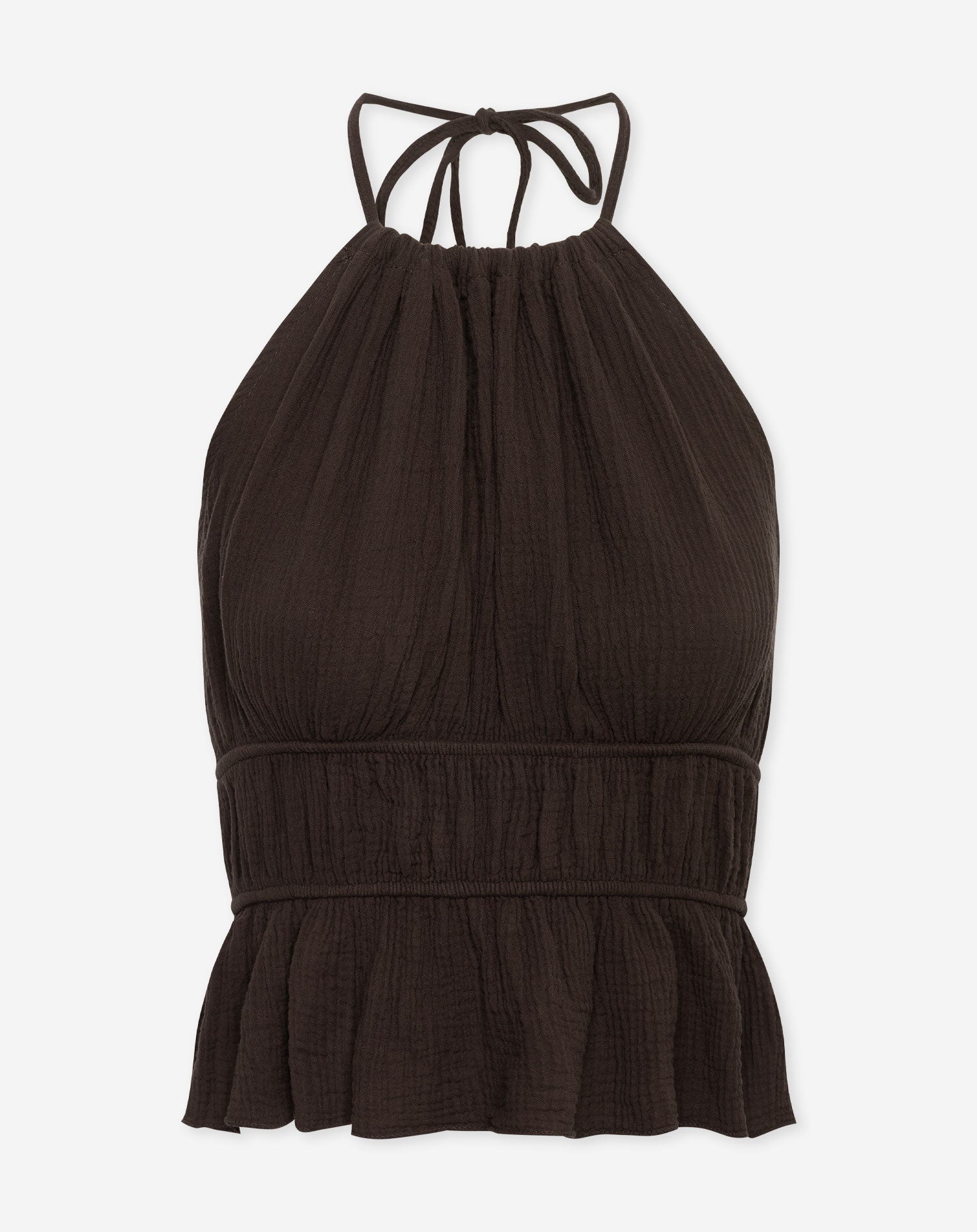 MOUSSELINE HALTER TOP DARK BROWN