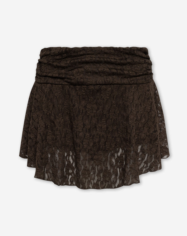 LIZZA STRUCTURE RUFFLE SKORT BRUIN