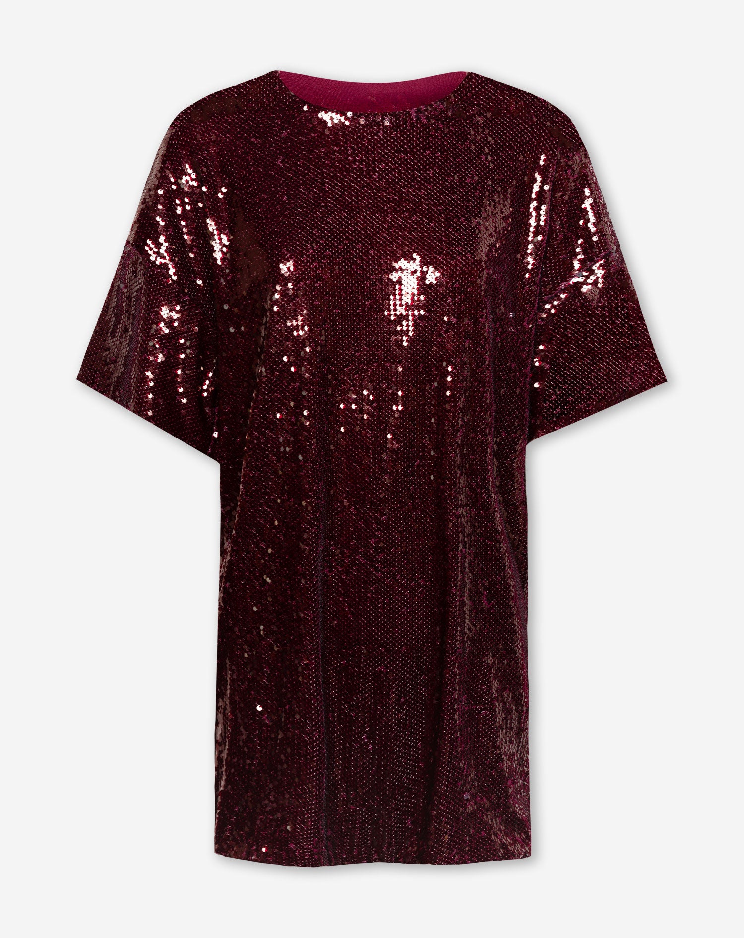 DAHLIA SEQUINS TEE DRESS BURGUNDY