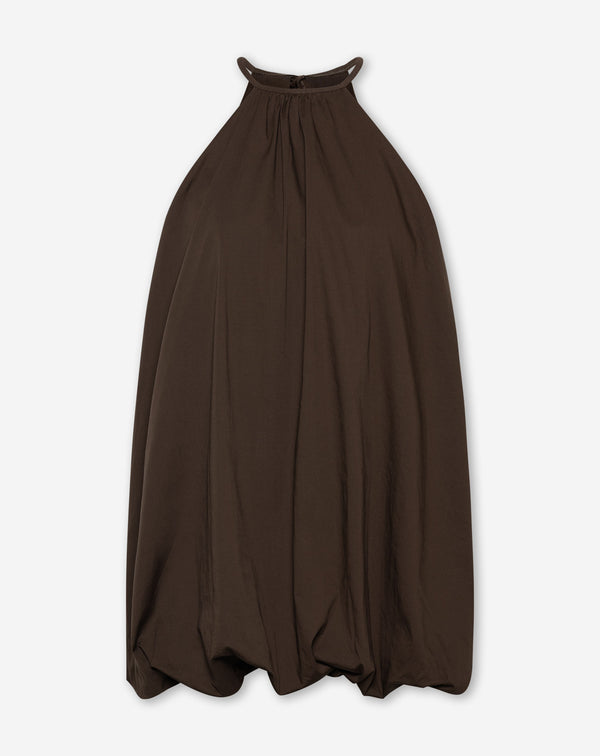TYRA COTTON BUBBLE HEM DRESS BRUIN