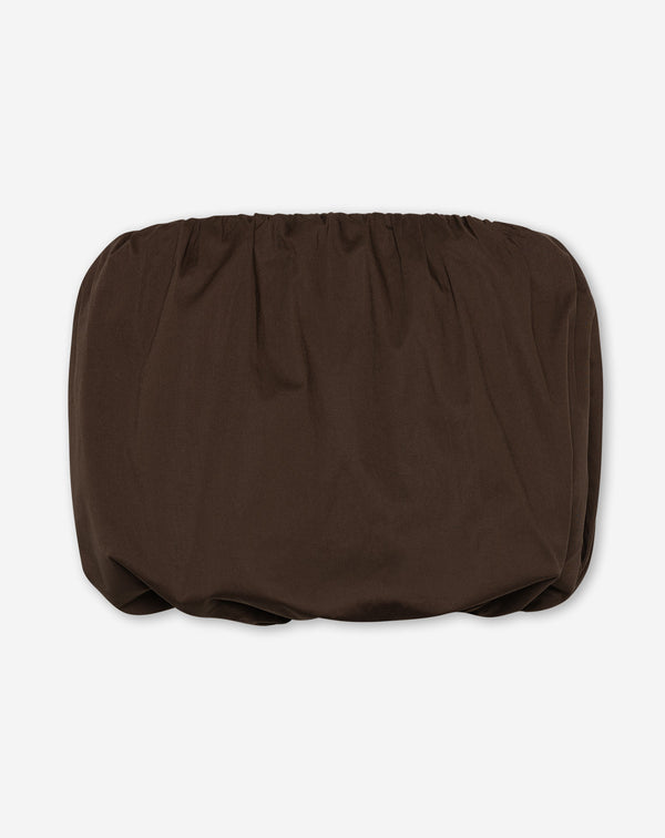 TYRA COTTON BUBBLE HEM TOP BRUIN
