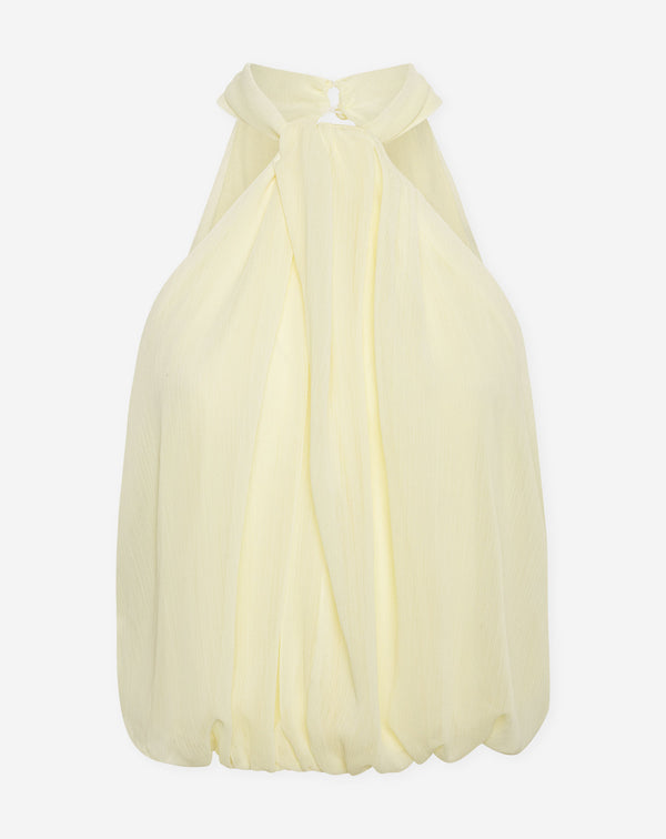 CHIFFON TWISTED HALTER TOP BOTERGEEL