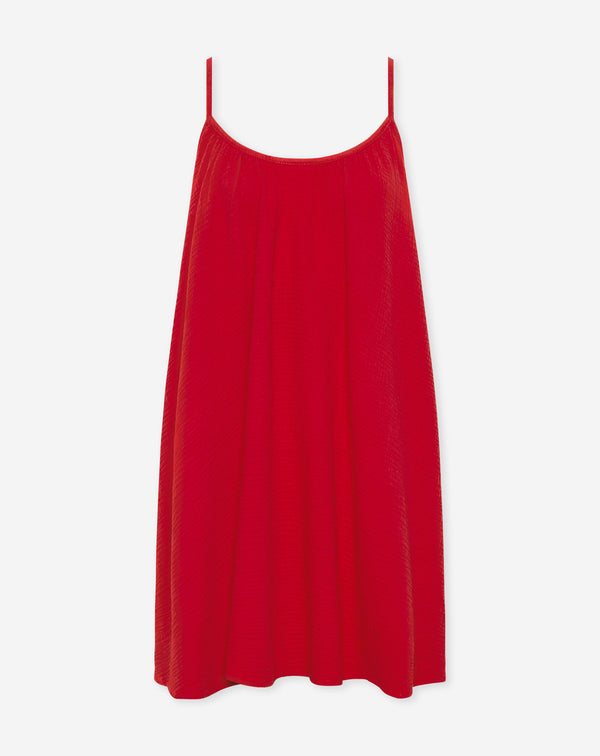 MIRA MOUSSELINE SHORT DRESS ROOD