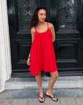 MIRA MOUSSELINE SHORT DRESS ROOD